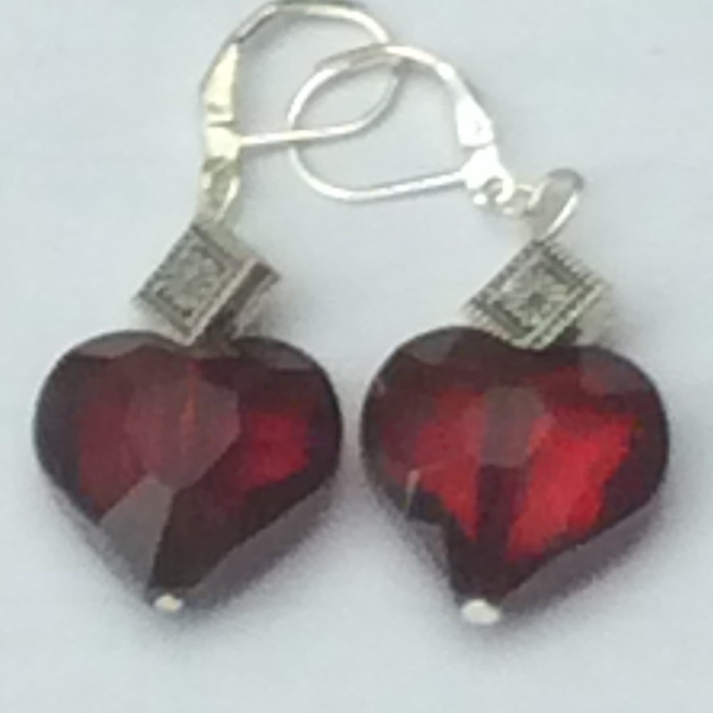Heart shaped faceted glass Earrings